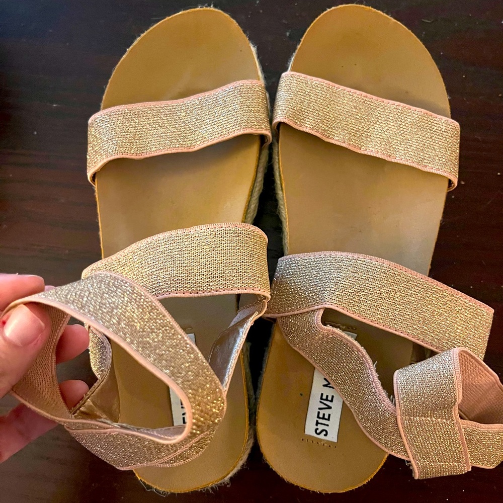Steve Madden espadrilles- wrapped ankle! Sparkly!